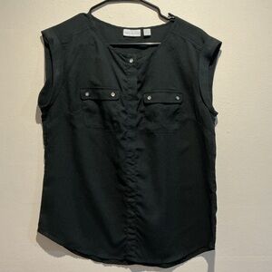 New York & Company Black Sleeveless Blouse